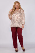 Элль-стиль 2375 бордовый_блуза_пудра_принт