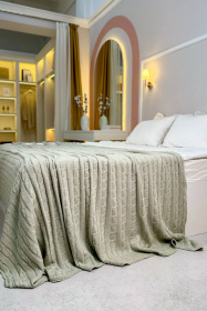 Плед,Romgil РВ0068-ШЕ6 бело-зеленый