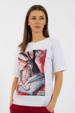 Белая футболка из хлопка с цифровым принтом Kivviwear 4026.94 - фото 1