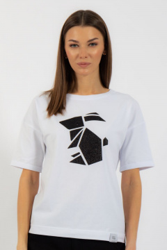 Круглогодичная белая футболка из хлопка с принтом Kivviwear 4026.97 - фото 1