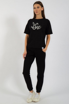 Круглогодичная черная футболка из хлопка с принтом Kivviwear 4026.98 - фото 5