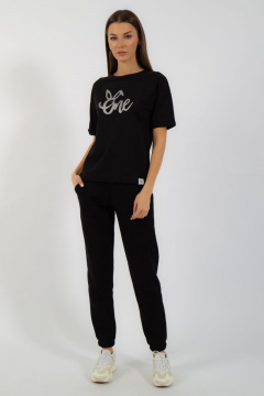 Круглогодичная черная футболка из хлопка с принтом Kivviwear 4026.98 - фото 3