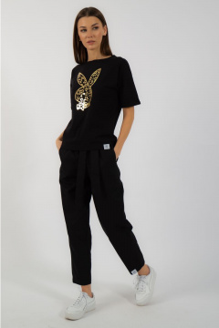 Черная футболка из хлопка с принтом Kivviwear 4026.101 - фото 5