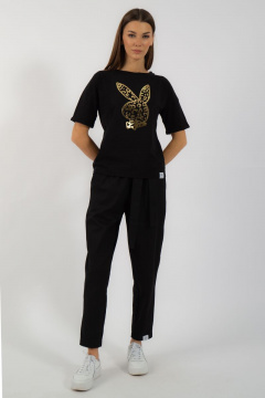 Черная футболка из хлопка с принтом Kivviwear 4026.101 - фото 4