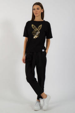 Черная футболка из хлопка с принтом Kivviwear 4026.101 - фото 2