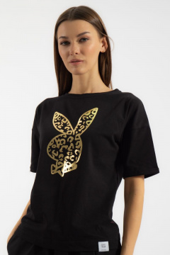 Черная футболка из хлопка с принтом Kivviwear 4026.101 - фото 1