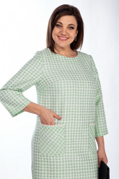 Демисезонное платье из текстиля с принтом и карманами Michel chic 2114 зеленый - фото 2