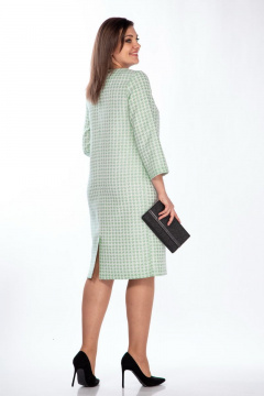 Демисезонное платье из текстиля с принтом и карманами Michel chic 2114 зеленый - фото 4