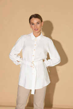 Блуза демисезонная белая из вискозы для делового стиля Femme & Devur 70835 1.2D(170) - фото 1