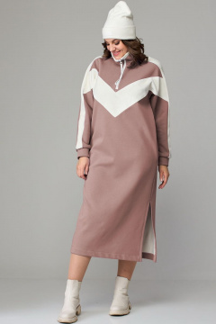 Демисезонное платье из трикотажа с коротким мехом и лампасами ALEZA 1118 - фото 1