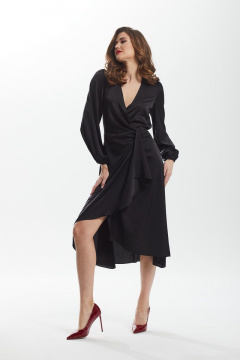 платье свободного силуэта из хлопка и ришелье DAVA 139 черный - фото 1