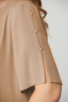 Бежевый блуз из вискозы и текстиля длиной 55 см DaLi 3480 капучино - фото 3