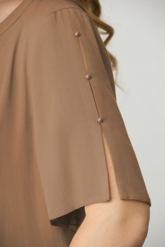 Бежевый блуз из вискозы и текстиля длиной 55 см DaLi 3480 беж - фото 3