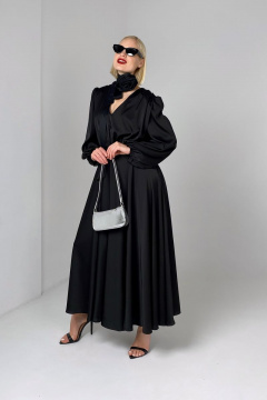 Макси платье с глубоким V-вырезом из атласа и сборками HELEN BIRCH Pl003a - фото 1