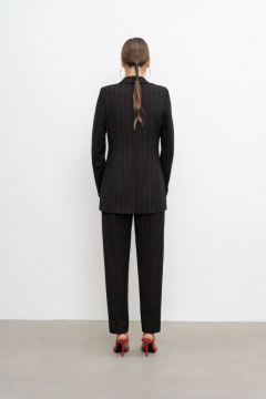 Брюки из текстиля черные на каждый день Elema 3К-12237-1-164 полоска - фото 3