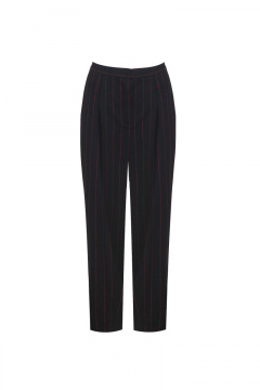 Брюки из текстиля черные на каждый день Elema 3К-12237-1-164 полоска - фото 4
