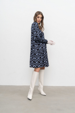 Демисезонное платье из вискозы и текстиля на каждый день Elema 5К-12267-1-170 сине-чёрный_принт - фото 2