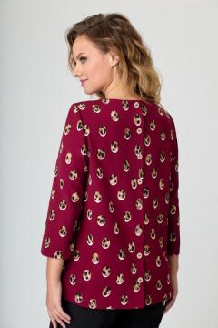 Красная блуза из текстиля длиной 69 см для ежедневного стиля DaLi 3373а бордо - фото 4