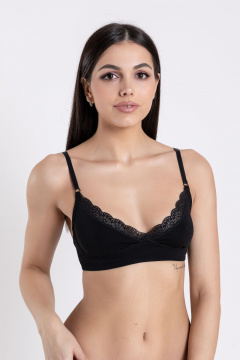 Бюстье в стиле на каждый день из хлопка и кружева SERGE 1045/3 black002 - фото 1