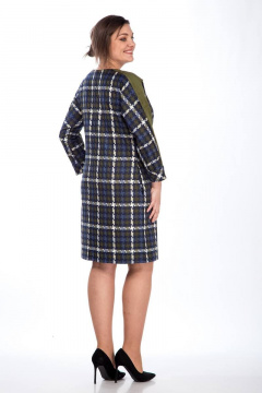 Платье с вставками из отделочного материала и карманами Lady Style Classic 1007 синий_с_зеленым - фото 4