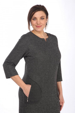 Платье с металлическими молниями и карманами из отделочной ткани Lady Style Classic 1482/3 графитовый - фото 2