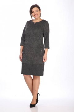 Платье с металлическими молниями и карманами из отделочной ткани Lady Style Classic 1482/3 графитовый - фото 1