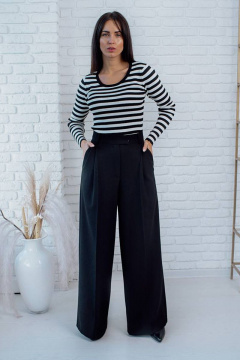 Бизнес брюки палаццо из текстиля на широкую посадку Gold Style 2504-1 синий - фото 2