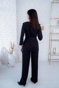 Жакет-блузка из текстиля с поясом, демисезон, черный Gold Style 2508 - фото 3