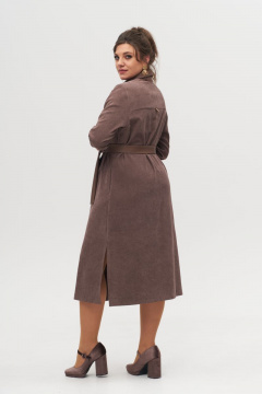 Платье-рубашка из текстиля, длина миди, с поясом и карманами Anelli 1247 бежевый - фото 5