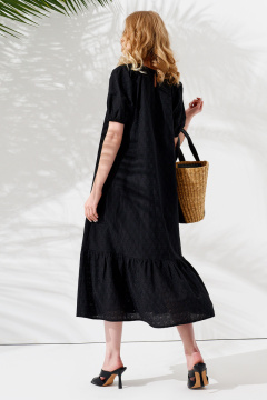 Платье из хлопка летнее короткое с пышными рукавами Панда 104780w черный - фото 4