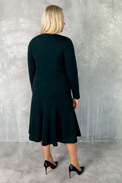 Трикотажное миди платье прямого кроя с разрезом для комфорта Панда 126580w темно-зеленый - фото 2
