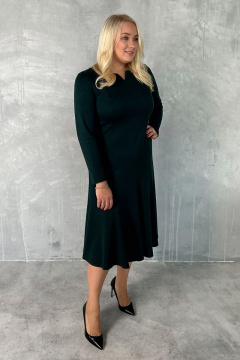 Трикотажное миди платье прямого кроя с разрезом для комфорта Панда 126580w темно-зеленый - фото 1