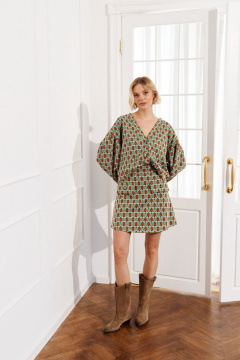 Зеленая полуприлегающая юбка из трикотажа с принтом ANNETE A307 - фото 3