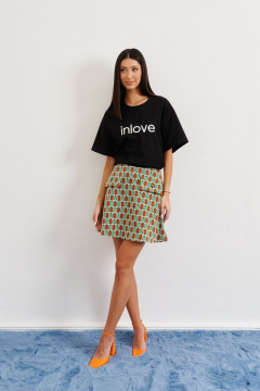 Зеленая полуприлегающая юбка из трикотажа с принтом ANNETE A307 - фото 1