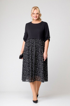 Платье из трикотажа и шифона с декоративным напуском и рукавом ¾ Swallow 639 - фото 4