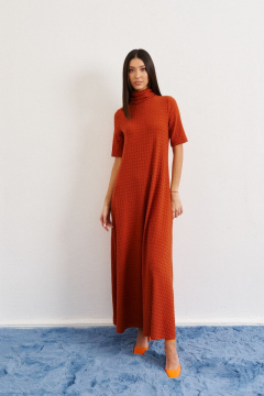 Длинное платье из трикотажа с стойкой-воротником ANNETE A3302 - фото 1