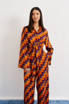 Брюки и рубашка яркий принт свободный крой ANNETE A4106 - фото 5