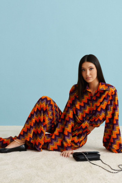 Брюки и рубашка яркий принт свободный крой ANNETE A4106 - фото 3