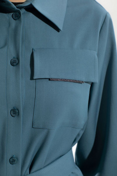 Блуза приталенная с втачным воротником и поясом Golden Valley 26513 голубой - фото 4