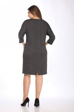 Платье с карманами и металлическими молниями из текстиля Lady Style Classic 1492 серый - фото 3