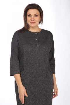 Платье с карманами и металлическими молниями из текстиля Lady Style Classic 1492 серый - фото 2