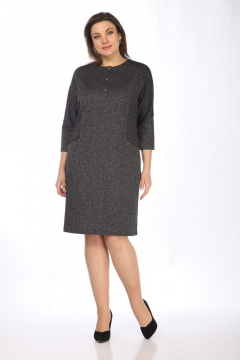 Платье с карманами и металлическими молниями из текстиля Lady Style Classic 1492 серый - фото 1