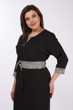 Платье с цепочками и карманами из текстиля с поясом Lady Style Classic 2676/4 черный - фото 3