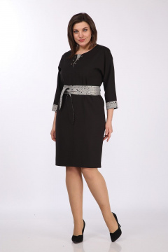 Платье с цепочками и карманами из текстиля с поясом Lady Style Classic 2676/4 черный - фото 1