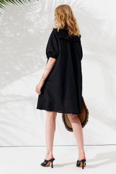 Платье из хлопковой ткани с карманами и длиной чуть ниже колена Панда 105380w черный - фото 3