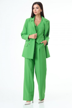 Деловой костюм жакет жилет брюки прямого силуэта Anelli 1298 малахит - фото 1