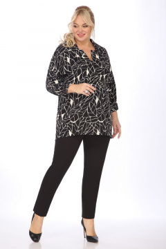 Демисезонная блузка из текстиля с V-образным вырезом и рукавами на пуговицах Matini 4.1563 черный - фото 3