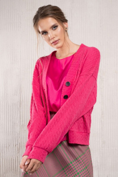 Розовый трикотажный кардиган свободного кроя с пуговицами Avanti С-103-1 - фото 3