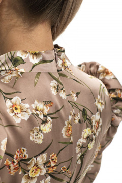 Платье нарядное из текстиля с молнией и воротником-стойкой Golden Valley 4778 коричневый - фото 5