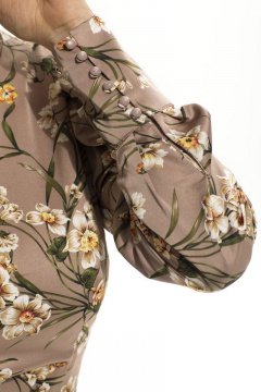 Платье нарядное из текстиля с молнией и воротником-стойкой Golden Valley 4778 коричневый - фото 4